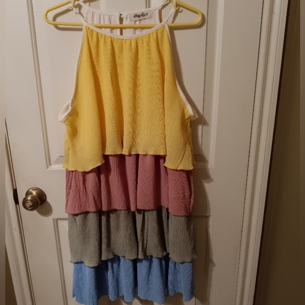 Haptics Women's Multi-Color Tiered Midi Dress - Yellow & Pink